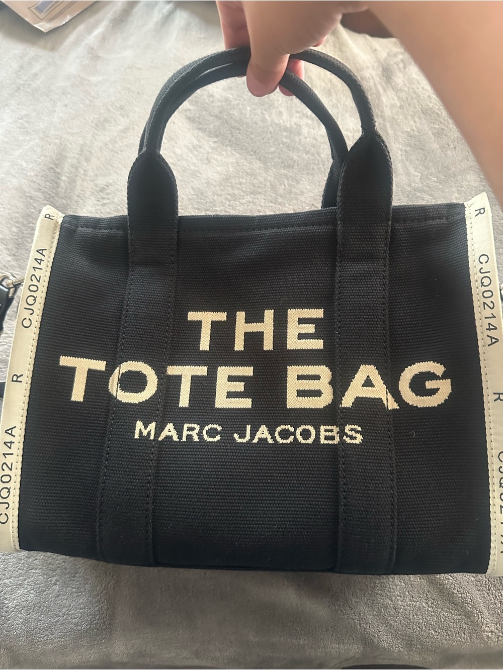 Marc Jacobs Black Canvas Messenger Tote with  Logo